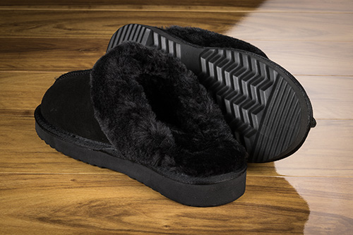 Mules fourrées noires | Mes Espadrilles