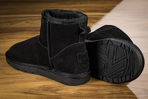 Boots Fourrées en Cuir noir daim  | Mes Espadrilles