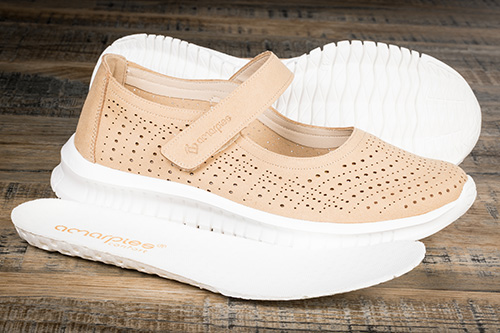 Chaussure scratch ligne décontractée camel | Mes Espadrilles