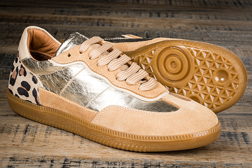 Basket femme dorée et léopard – Look urbain chic | Mes Espadrilles